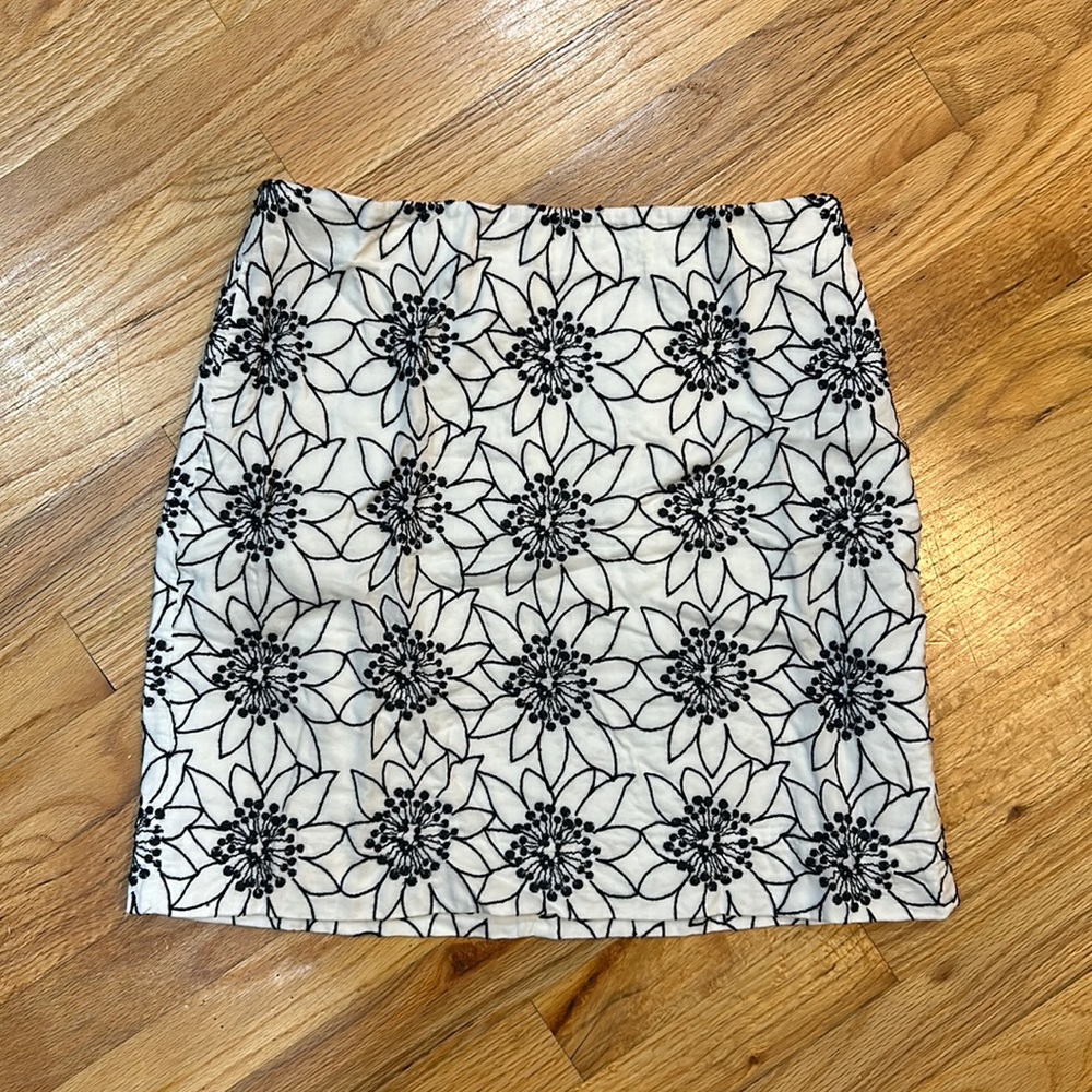 Navy white and flower skirt jcrew